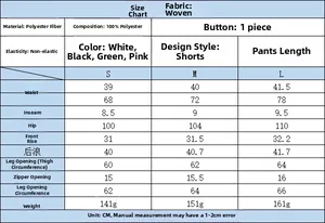 Detailed size chart with measurements for women's summer vest and shorts outfit set