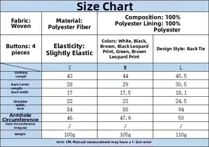 Detailed size chart for women's bow tie back top with measurements for S, M and L sizes