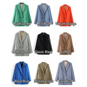 Women's slim fit casual blazer available in 9 diverse colors with front flap pockets