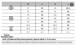 Tabella dettagliata delle taglie per set top e pantaloni in raso da donna in CM