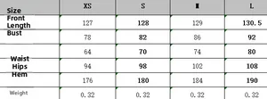 Size chart showing bust, waist, and hip measurements for pure linen strap maxi dress