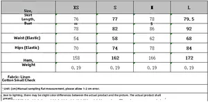Size guide for 2024 summer V-neck plaid mini dress showing XS to L measurements