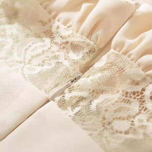 Elegant beige lace patchwork chiffon dress with high-quality invisible back zipper