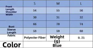Size chart for slim fit ribbed sweater with length, shoulder, bust and sleeve measurements