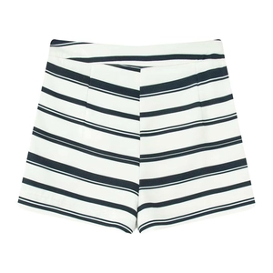 Damen Sommer-Shorts mit hoher Taille, dunkelblauen Querstreifen und A-Linien-Schnitt