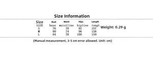 Size chart for contrast lace dress showing bust, waist and length measurements in cm