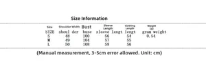 Detailed size guide table for women's loose wool jacket showing bust and length
