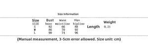Detailed size chart for mesh拼接 slim fit maxi dress featuring S, M, L measurements in cm