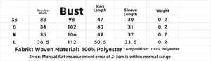 Detailed size chart for pink V-neck blouse listing shoulder, chest, and length in cm