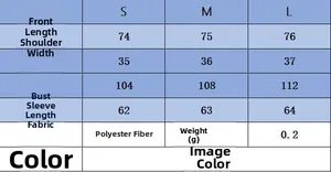 Size chart for black and white striped knitted Henley top with fabric and dimension details