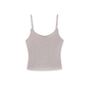 Women's Slim Fit Knitted Tank Top Sleeveless Round Neck Camisole With Shoulder Strap Button Decor Casual Summer Ribbed Top