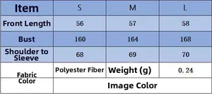 Size chart for elegant long sleeve knit sweater showing length, bust and sleeve dimensions