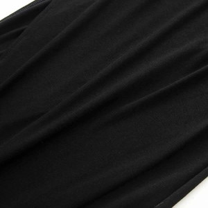 Detailed macro shot showing the fine texture and wrinkles of the black knitted fabric