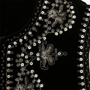 Ethnic velvet vest with intricate gold and silver floral embroidery and sequins