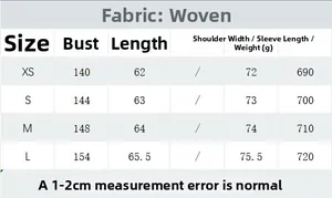 Size chart for women's V-neck wool coat showing measurements from XS to L