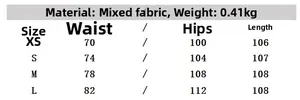 Guide des tailles pour ensemble haut ajusté et pantalon de style neutre avec mesures détaillées