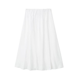 Jupe Midi Plissée Blanche Unie pour Femmes Taille Haute Élastique Ligne A Jupe Parapluie Légère Streetwear Été Bas