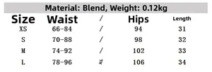 Size chart for women's striped belted shirt dress with measurements and fabric info