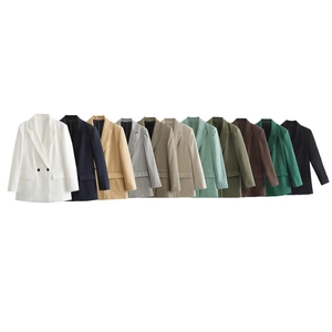 Women Elegant Loose Solid Color Blazer Jacket Casual Long Sleeve Office Work Suit Outerwear With Pockets Fashion Tops