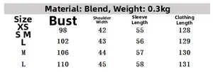 Size chart for printed midi dress showing chest, shoulder, sleeve and length in cm