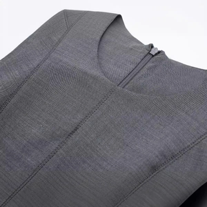 Dark grey skater dress featuring a structured twill fabric and invisible back zipper