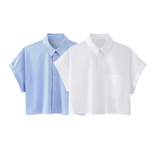 Damen Casual Kurzarm Popeline Kurzhemd Elegant Umlegekragen Knopfleiste Bluse Top Für Sommer Alltag Mode