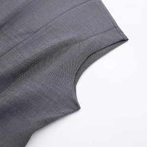 Women's grey skater dress in premium cotton linen fabric with detailed seam stitching