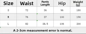 Größentabelle für Shorts mit hoher Taille inklusive Angaben zu Taille, Hüfte und Länge
