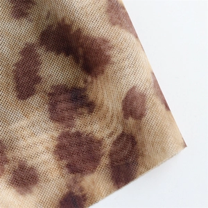 Detailed close-up showing leopard print fabric texture and fine mesh material of the dress