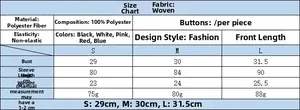 Detailed size chart for women's flare sleeve top showing chest and length measurements