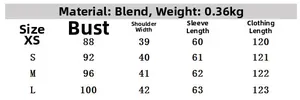 Tableau des tailles pour robe chemise en lin mélangé avec mesures de XS à L