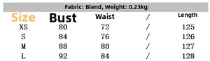 Size guide for floral linen midi dress showing measurements from size XS to L