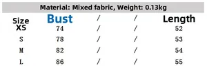 Tableau des tailles pour haut extensible avec buste et longueur de la taille XS à L