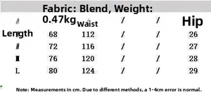 Size chart for lace satin shorts with measurements for XS S M and L in centimeters