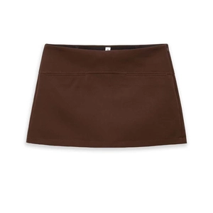 Women High Waist Dark Brown Mini Skirt Minimalist Polyester Solid Color Straight Skirt For Summer Office Daily Casual Wear