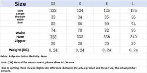 Size chart for the summer plant print dress showing length, bust, and waist measurements