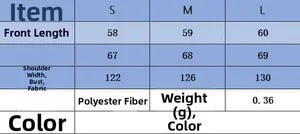 Detailed size chart for the knit cardigan featuring chest, shoulder, and length measurements