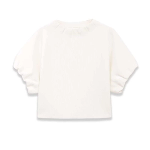 Elegant White Knitted Top And Bottom Set Women Summer Puff Sleeve Stand Collar Ribbed Top Short A-Line Skirt Outfit