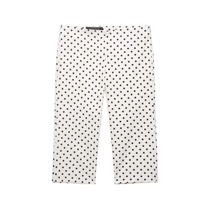 Pantalon blanc à pois coupe droite pour femme avec un design minimaliste