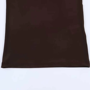 Dark brown boat neck mini dress with high-quality double-needle hem stitching detail