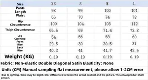 Size chart showing waist, hip, and length for printed ice silk two-piece set
