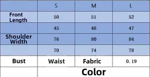 Detailed size guide table for sleeveless knit top showing S, M, and L measurements