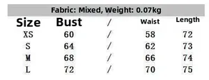 Detailed size chart for sexy lace satin bodysuit showing bust and waist measurements
