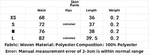 Guide des tailles pour jupe-culotte à pois avec mesures de taille et de longueur