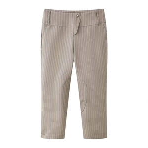 Pantalon d'équitation rayé pour femme avec empiècements aux genoux et taille haute mode