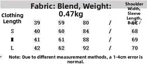 Size chart for khaki stand-collar shirt including chest and shoulder measurements