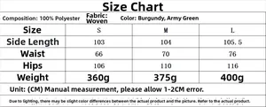 Size chart for women's bomber jacket set with length, waist, and hip data in CM