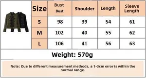 Size guide for vintage shoulder-padded blazer with detailed measurements in cm