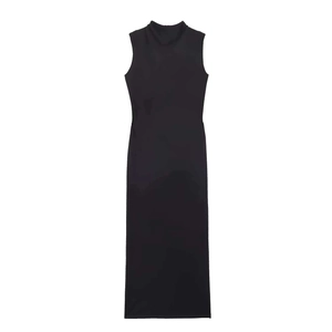Elegant Halter Backless Sleeveless Midi Dress Sexy Slim Fit Solid Color Polyester Bodycon Dress For Women Summer Party Evening