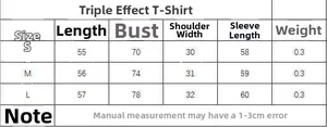 Detailed size chart for women long sleeve T-shirt with length and bust measurements